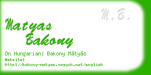 matyas bakony business card